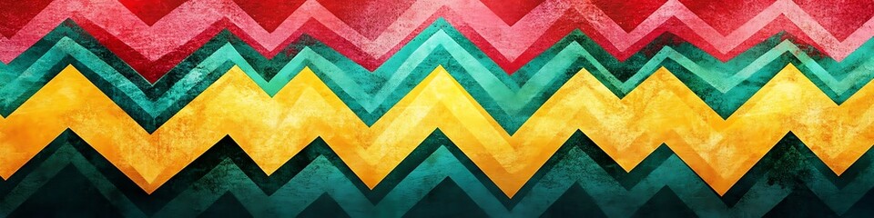 Poster - A bright, abstract zigzag pattern with a large central area for text 