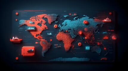 Poster - Sophisticated digital of an global logistics visualization