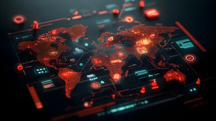 Poster - Detailed data visualization of interconnected global trade routes and transportation hubs