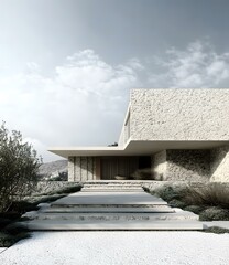 Poster - Modern Minimalist House Exterior Design with Stone Facade