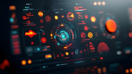 Poster - Immersive Futuristic User Interface with Holographic HUD and Advanced Data Visualization