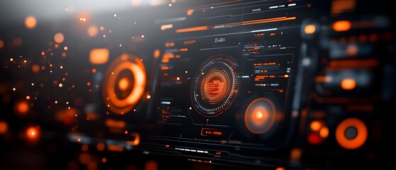 Poster - Sleek and innovative futuristic user interface design with dynamic HUD and real time data displays
