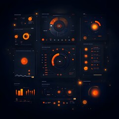Poster - Sleek and Futuristic Technology Interface Showcasing Advanced Digital Data Analytics Visualization Ideal for Game Engine HUD Elements Modern GUI Software Development and Clean Digital Backdrops