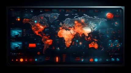 Poster - Futuristic AI integrated digital dashboard showcasing a comprehensive visualization of global trade networks international logistics flow and container ship movements