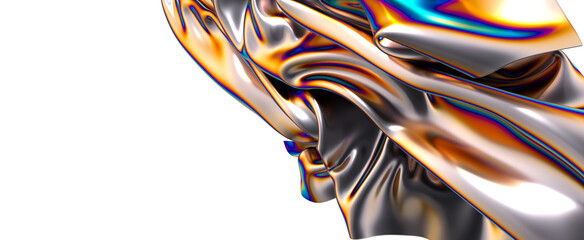 Aufkleber - A vibrant iridescent fabric flows and drapes in a graceful wave
