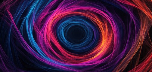 Poster - Vibrant digital swirl pattern in blue, purple, and orange tones against a black backdrop.