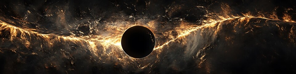 Poster - A dark, cosmic scene with a swirling black hole and space for text