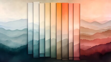 Poster - A serene and contemplative abstract landscape painting featuring a tranquil arrangement of horizontal color bands in muted earthy tones executed in an impressionistic style with a soft