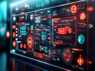 Poster - Futuristic Logistics Command Center Orchestrating Global Freight Movement with Real Time Analytics on Massive Screens Sophisticated User Interface and Minimalist Industrial Design