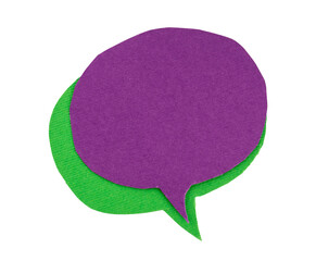 Poster - purple and green paper speech bubble element, sign, label, banner, speech bubble isolated on a transparent background, grunge textured graphic element