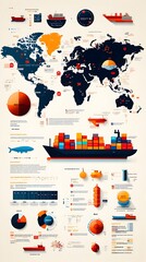 Poster - AI Powered Global Logistics Network Comprehensive World Map Charting Import Export Flows Automated Container Ship Movements and Intuitive Dashboard for Supply Chain Optimization