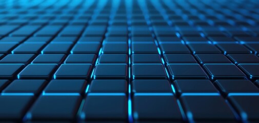 Poster - Textures of blue tiles arranged in a grid pattern on a dark surface.