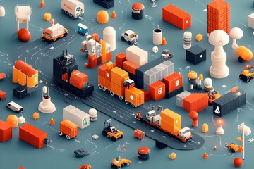 Poster - Innovative AI powered logistics platform that visualizes intricate worldwide distribution networks and data driven shipping container flows