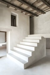 Wall Mural - White Concrete Stairs Interior Design Home