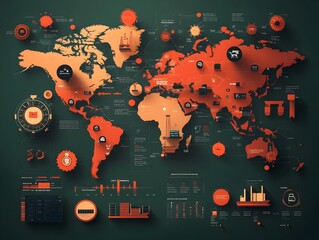 Poster - Comprehensive Digital Logistics Map Visualizing Global Supply Chain and Container Ship with Advanced Algorithms Monitoring Distribution Networks and Interactive Data Visualization of Real Time