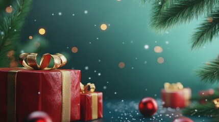 Wall Mural - christmas background with christmas gifts decoration - 3d rendering