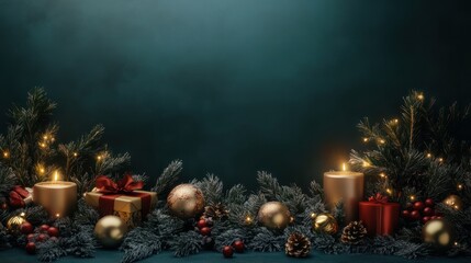 Wall Mural - christmas deco greeting card with copy space, extra large panorama