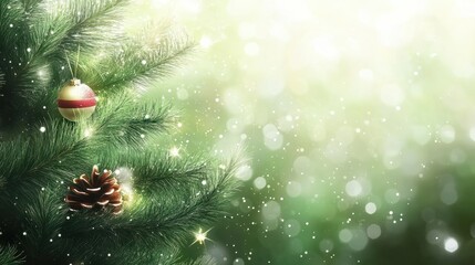Wall Mural - christmas holidays banner, tree, bokeh background