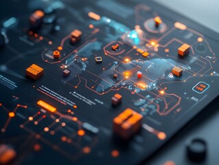 Poster - Intuitive 3D logistics dashboard with interactive map charting global supply chain routes container ship movements