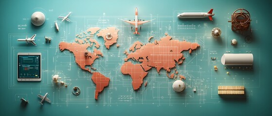 Poster - Efficient Global Logistics Orchestrated by Advanced AI Powered Transportation and Analytics Container Ships Cargo Planes