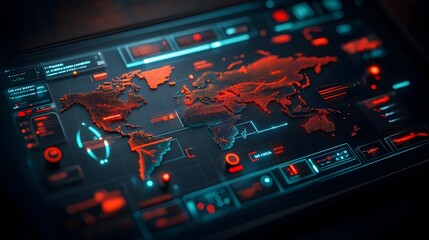 Poster - Comprehensive AI driven global map tracking supply chain and container ship a futuristic holographic interface with real time data visualization dynamic workflow monitoring and optimization