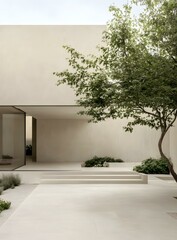 Wall Mural - Minimalist Modern Architecture House with a Courtyard