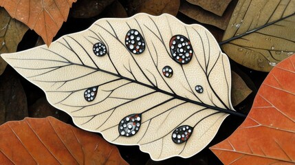 Poster - Close Up of Water Drops on Leaf