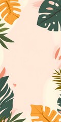Wall Mural - Tropical Leaf Border Background Illustration