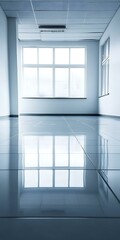 Canvas Print - Empty Room with Large Window and Shiny Tile Floor