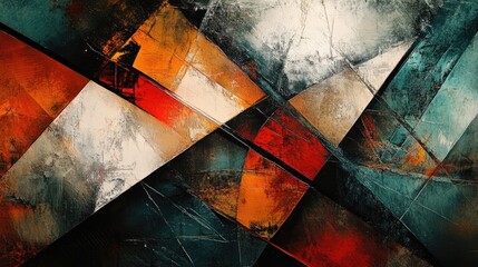Aufkleber - Abstract geometric wabi sabi painting Contemporary wall art ideal for decoration wallpaper murals carpets and hanging displays