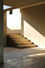 Poster - Staircase Inside Modern Architecture Building With Sun Light