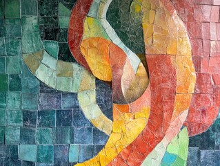 Aufkleber - Abstract mosaic painting of tile texture