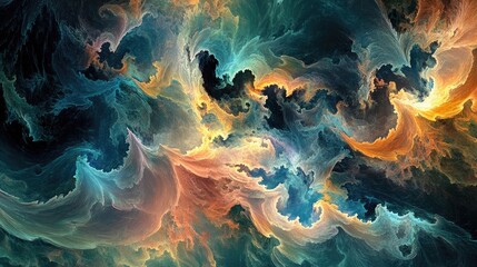 Poster - Abstract fractal background featuring textured chaos with a fantasy theme