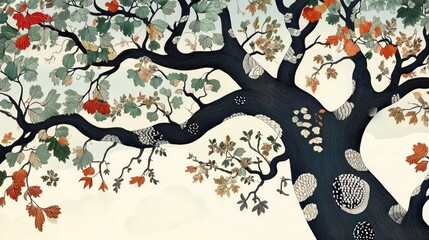 Poster - Autumn Foliage of a Plane Tree Top