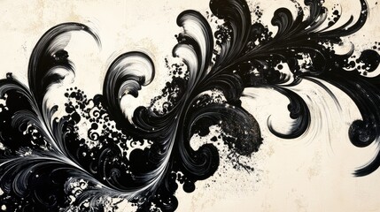 Aufkleber - Artwork featuring an ornament incorporating black and white design elements