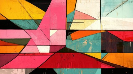 Aufkleber - Abstract geometric art painting suitable for wall decor wallpaper posters murals carpets and various print formats