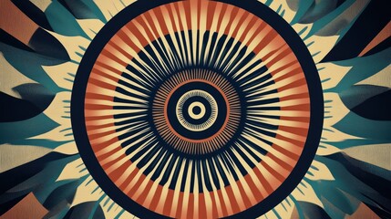 Aufkleber - Abstract radial geometric element featuring concentric patterns