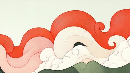Aufkleber - Abstract Waves in Shades of Orange and Pink