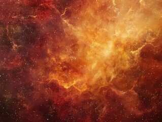 Canvas Print - Abstract fantasy nebula featuring red brown and yellow hues with shiny starry clouds set against a cosmic background