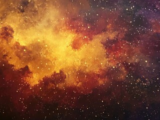 Aufkleber - Abstract fantasy nebula featuring red brown and yellow hues with shiny starry clouds set against a cosmic background