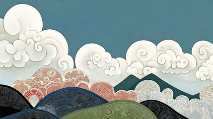 Aufkleber - Blue Sky with Cloud Patterns in Background