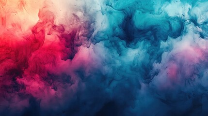 Poster - Abstract Dyed Design Scarlet Fantasy Setting Ink Blue Palette Unique Brush Background Cyan Watercolor Vivid Stains Light Toned Banner