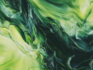 Poster - Abstract artwork featuring a vibrant green backdrop with fluid motion perfect for design purposes