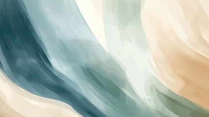 Aufkleber - Abstract brush stroke effect vector design featuring a gradient of blue green brown and beige for a wall mural ideal for interior decoration