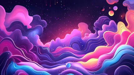 Poster - Abstract wavy 2D cartoon illustration