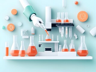 Poster - Technician Skillfully Transferring Precise Amounts of Liquid Samples Surrounded by Specialized Scientific Equipment in a Calm Focused and Sterile Laboratory Workspace