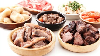 Poster - Assorted Lamb Dishes Isolated on White Background
