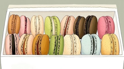 Poster - Assorted Multicolored Macarons in a White Box
