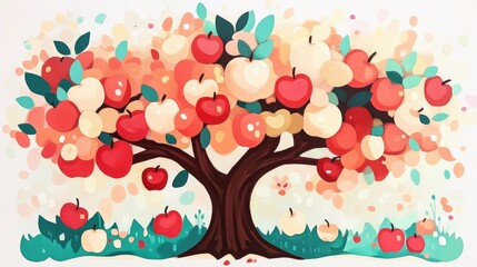 Aufkleber - Autumn Apple Tree Loaded With Fruit