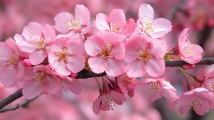 Poster - Close Up of Cherry Tree Branches in Bloom